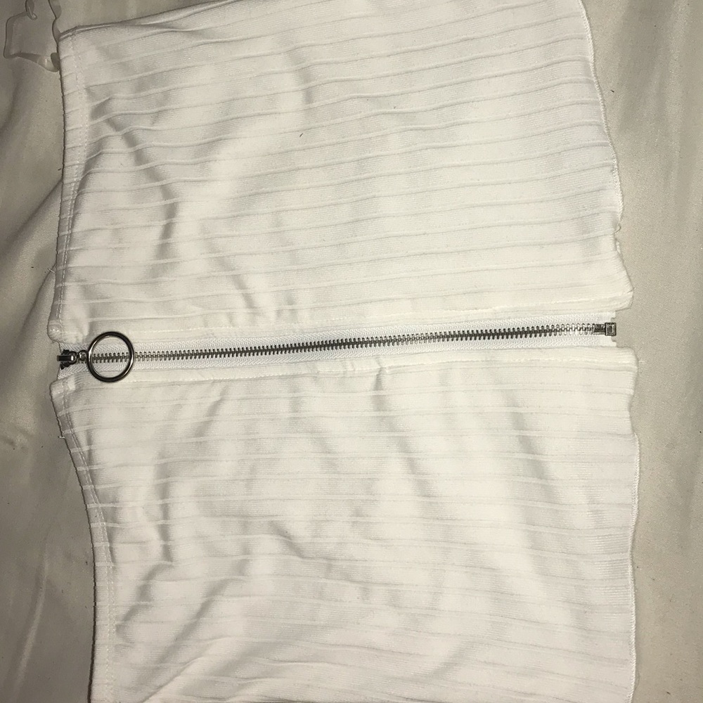 White Zipper Down Tube Top